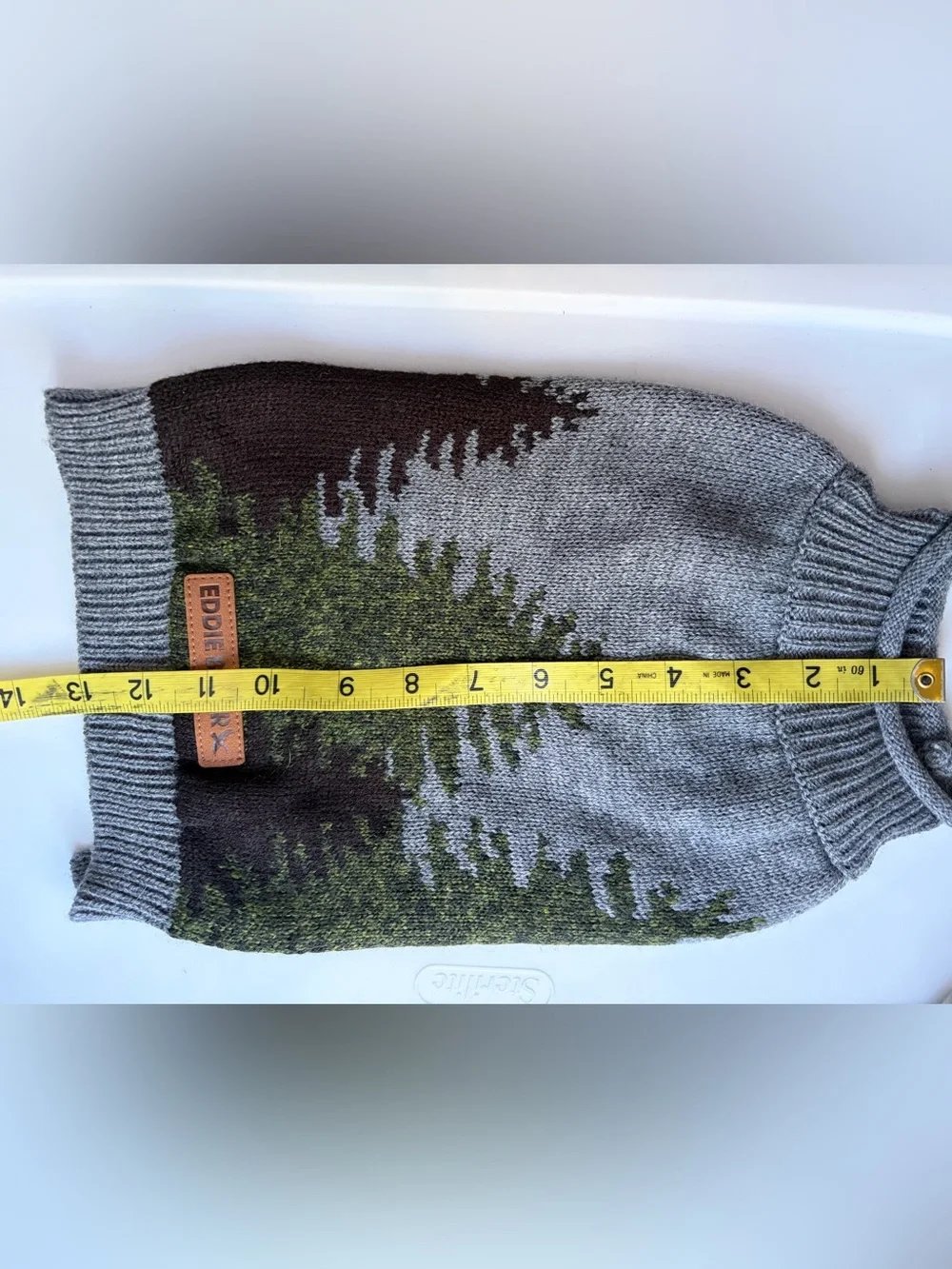 Eddie Bauer small dog Gray Forest-Print Knit Sweater